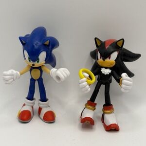 JAKKS Sonic the Hedgehog & Shadow Action Figures Bendable Posable 4" Tall